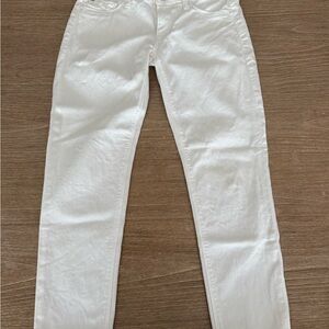 Hudson White Denim Cropped Jeans